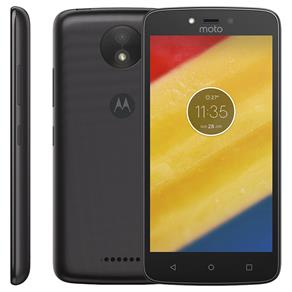 Smartphone Motorola Moto C Plus XT1726 Preto com 8GB, Tela 5'', TV Digital, Dual Chip, Android 7.0, 4G, Câmera 8MP, Processador Quad-Core e 1GB de RAM