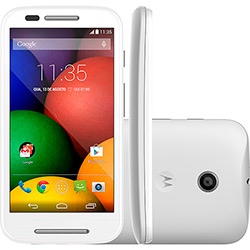 Tudo sobre 'Smartphone Motorola Moto e Desbloqueado Android 4.4 Tela 4.3" 4GB 3G Wi-Fi Câmera 5MP - Branco'