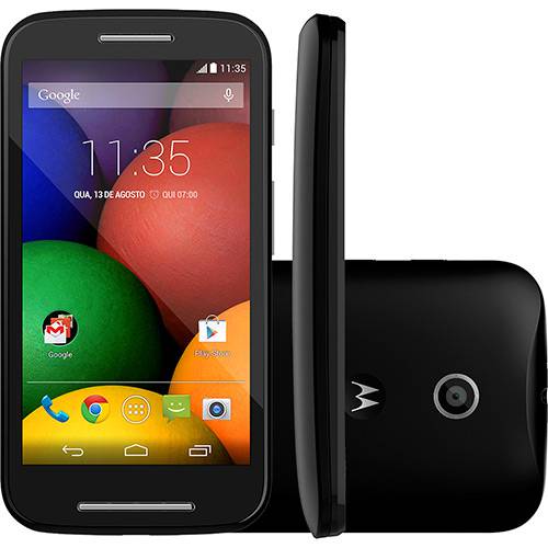 Tudo sobre 'Smartphone Motorola Moto e Desbloqueado Android 4.4 Tela 4.3" 4GB 3G Wi-Fi Câmera 5MP GPS - Preto'