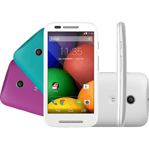 Smartphone Motorola Moto e DTV Colors Dual Chip Desbloqueado Android 4.4 Tela 4.3" 4GB 3G Wi-Fi Câmera 5MP GPS TV Digital - Branco
