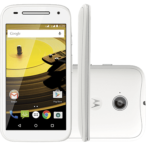 Tudo sobre 'Smartphone Motorola Moto e (2ª Geração) Dual Chip Android 5.0 Tela 4.5" 8GB 3G Câmera 5MP - Branco'