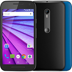 Smartphone Motorola Moto G (3ª Geração) Colors Dual Chip Android Lollipop 5.1 Tela 5" 16GB 4G Câmera 13MP - Preto + 1 Capa Azul