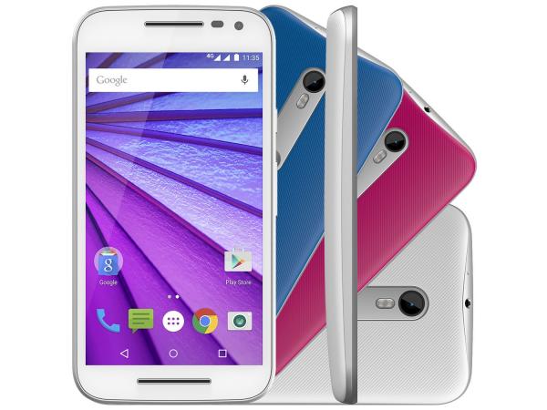 Smartphone Motorola Moto G 3ª Geração Colors HDTV - 16GB Branco Dual Chip 4G Câm. 13MP + Selfie 5MP