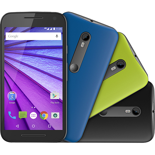 Smartphone Motorola Moto G (3ª Geração) Colors HDTV Dual Chip Android 5.1 Tela 5" 16GB 4G Câmera 13MP - Preto + 2 Capas