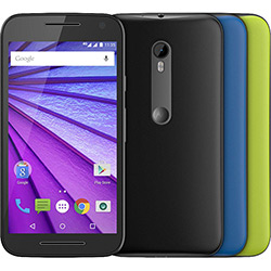 Smartphone Motorola Moto G (3ª Geração) DS Colors HDTV Dual Chip Desbloqueado Oi Android 5" 16GB Câmera 13MP - Preto + 2 Capas