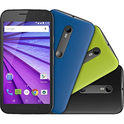 Smartphone Motorola Moto G (3ª Geração) Dual Chip Android 5.1 Tela 5" 16GB Câmera 13MP - Preto + 3 Capas