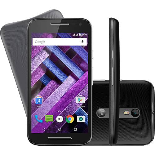 Smartphone Motorola Moto G (3ª Geração) Edição Turbo Dual Chip Android Tela 5" 16GB 4G Câmera 13MP - Preto + Carregador Turbo Power