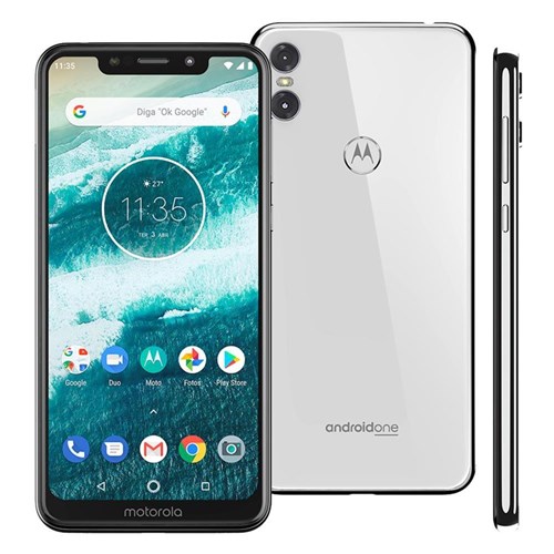 Smartphone Motorola Moto One 64Gb, Tela 5.9', Android 8.1, Octacore, 4Gb, Dualcam 13Mp+2Mp, Branco