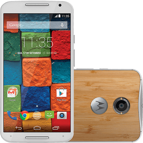 Tudo sobre 'Smartphone Motorola Moto X 2ª Geração Desbloqueado Android 5.0 Tela 5.2" 32GB 4G Wi-Fi Câmera 13MP GPS - Branco Bambu'