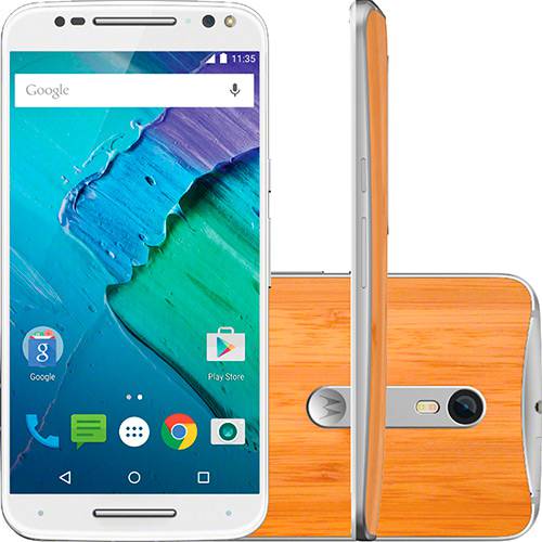 Smartphone Motorola Moto X Style Dual Chip Android 5.1 Tela 5.7" 32GB 4G Câmera 21MP - Branco com Bambu