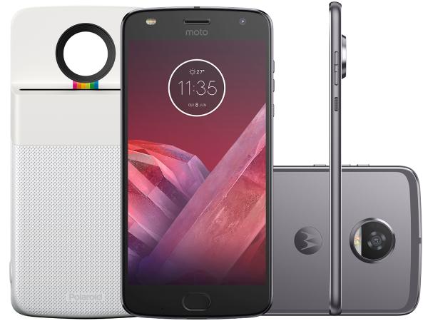 Smartphone Motorola Moto Z2 Play + Polaroid Snap - 64GB Platinum Dual Chip 4G Câm. 12MP + Selfie 5MP