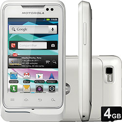 Smartphone Motorola Motosmart me XT303, Desbloqueado, Branco - Android 2.3, Tela 3.2", Câmera de 2.0MP, 3G, Wi-Fi, Memória Interna 512MB e Cartão 4GB