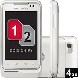 Smartphone Motorola MOTOSMART ME XT305, Desbloqueado, Branco, Dual Chip - Android 2.3, Display 3.2", Touchscreen, Câmera de 2MP, Filmadora, 3G, Wi-Fi, Bluetooth, MP3 Player, Rádio FM, GPS, Memória Interna de 512MB, Cartão de Memória 4GB