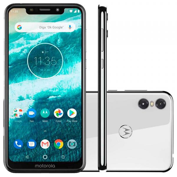 Smartphone Motorola One, Branco, XT1941, Tela de 5,9" 64GB, Traseira de 13MP+2MP e Frontal de 8MP