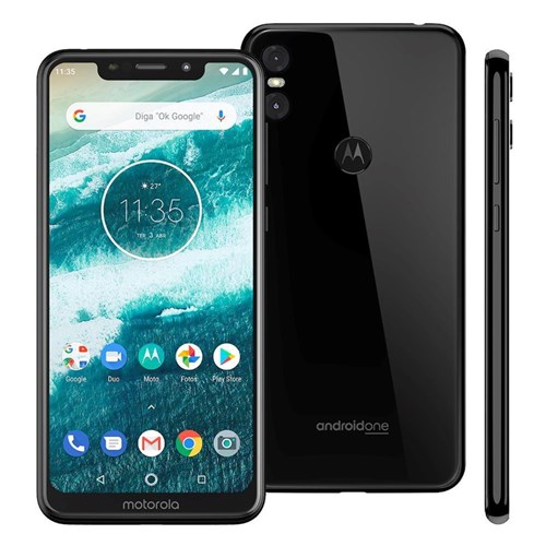 Smartphone Motorola One Xt1941 Preto 64Gb Tela de 5,9', Dual Chip, Android 8.1, Câmera Traseira Dupla, Processador Octa-Core e 4Gb de Ram - Preto