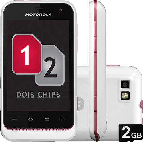 Smartphone Motorola XT321 Defy Mini, Rosa, GSM, Dual Chip - Android 2.3, Câmera 3MP com Flash, Filmadora, Câmera Frontal VGA, 3G, Wi-Fi, Bluetooth, Touch 3.2", Cartão de Memória de 2GB