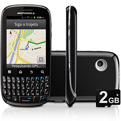 Smartphone Motorola XT316 Spice Key, Desbloqueado, Preto- Android, Tela 2.8", Câmera 3.2MP, 3G, Wi-Fi, GPS, Bluetooth e Cartão 2GB