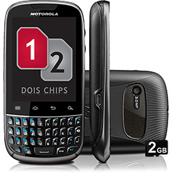 Smartphone Motorola Fire, Preto, Dual Chip, Touchscreen 2.8", Android 2.3, Câm 3MP, 3G, Wi-Fi, GPS + Cartão Memória 2GB
