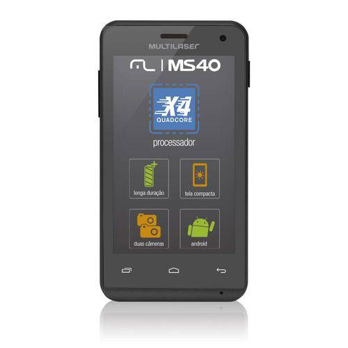 Smartphone MS40 Quad Core 1.2 Ghz Preto NB226 - Multilaser
