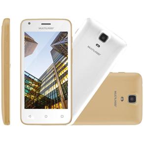 Smartphone MS45S P9042 Dourado/Branco, Dual Chip, Tela 4.5", 3G+WiFi, Android Lollipop, Quad Core 1.2Ghz, 5MP 8GB - Multilaser