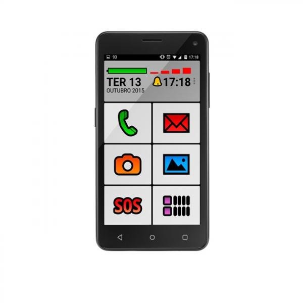 Smartphone MS50 Preto Sênior Phone QuadCore Dual Chip Android Lollipop 5 - P9015 - Multilaser