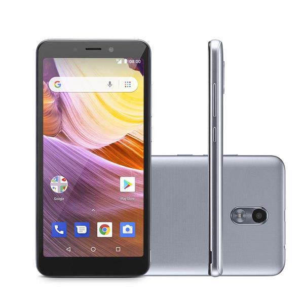 Smartphone MS50G 3G 5,5 Pol. RAM 1GB Câmera 8MP+5MP Android 8.1 Bluetooth 8GB Prata/Preto Multilaser - NB730