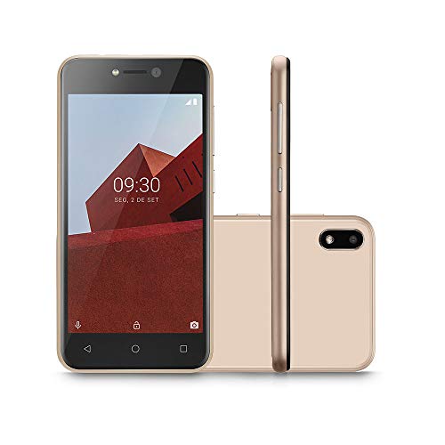 Smartphone Multilaser e Dourado Tela 5.0 16GB 3G Quad Core Câmera Traseira 5MP + 5MP Frontal - P9102