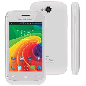 Smartphone Multilaser MS2 Branco P3291 com Dual Chip, Tela 3.5" Android 4.2, Câmera 3MP, WiFi, 3G, Bluetooth e Processador Dual Core 1.0Ghz