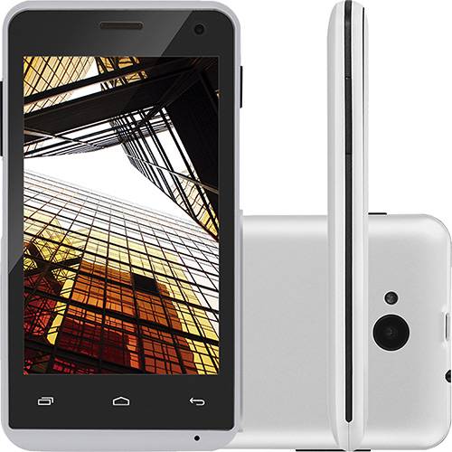Smartphone Multilaser MS40 Dual Chip Android 4.4 Tela 4" 4GB 3G Câmera 5MP - Branco