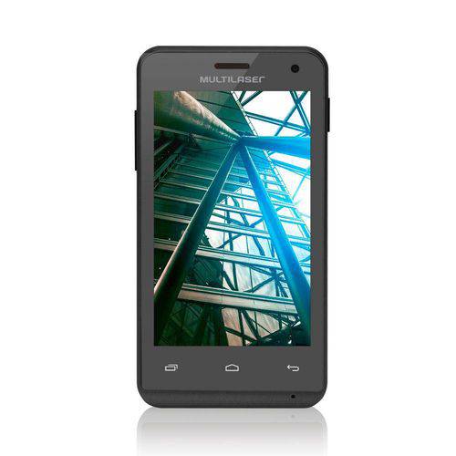 SmartPhone Multilaser MS40 Preto - 2 Chips, Tela 4.0", Android 4.4, Q.Core 1.2GHz, Câm 2MP+5MP, Wi -