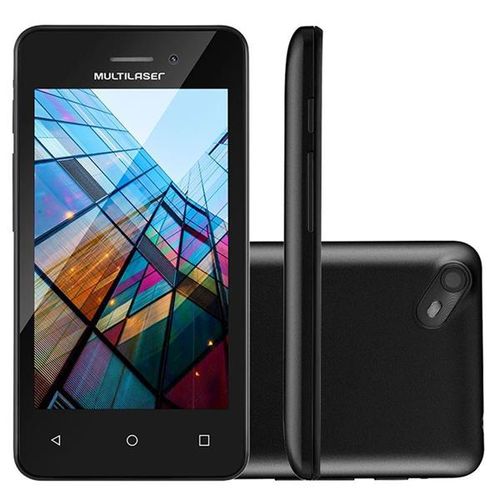 Smartphone Multilaser MS40S Preto 4pol Câmera 3 MP + 5 MP 3G Quad Core 8GB Android 6.0 - NB251