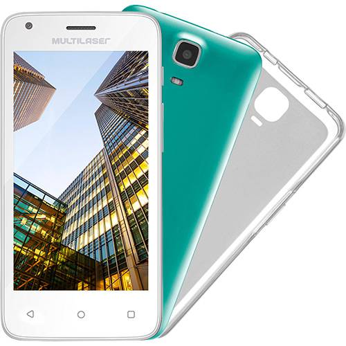 Smartphone Multilaser MS45S Dual Chip Android 5.1 Tela 4.5" 8GB Wi-Fi 3G Câmera 5MP - Branco
