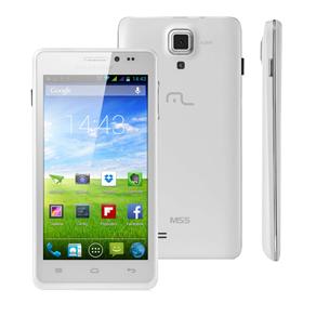 Smartphone Multilaser MS5 Branco com Tela IPS 4,5”, Dual Chip, Android 4.2, Câmera 8MP, Wi-Fi, 3G, Bluetooth e Processador Quad Core de 1.3 GHz