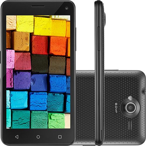 Smartphone Multilaser Ms50 Colors Dual Chip Android 5 Tela 5 8GB 4G Câmera 8MP - Preto