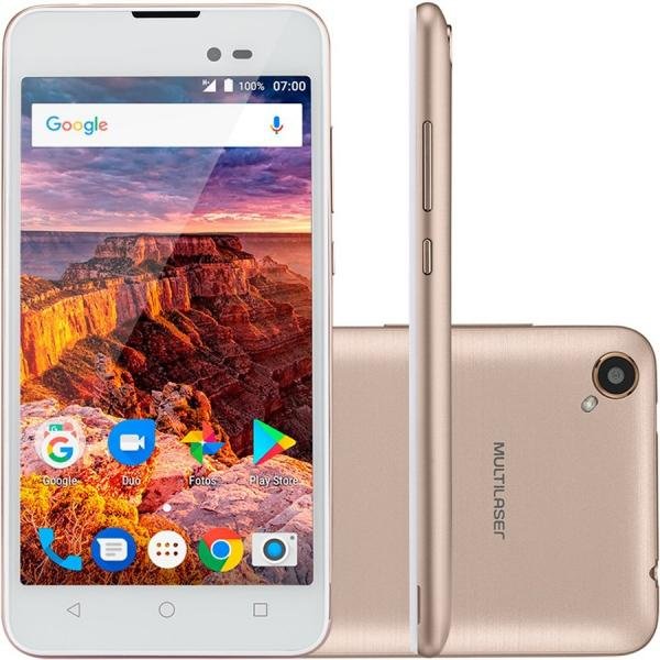 Smartphone Multilaser MS50l 3g Quadcore 1gb Ram Tela 5" Dual Chip Android 7 Dourado P9052