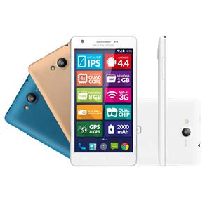 Smartphone Multilaser MS6 Colors Branco Quad Core, Android 4.4, Câmera 8MP, Tela 5,5'', Wi-Fi, 3G, Bluetooth, 16GB e Dual Chip