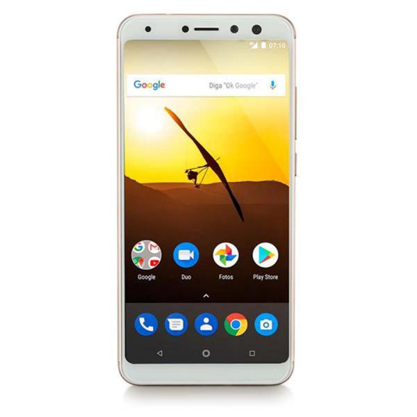 Smartphone Multilaser MS80 4G 32GB Tela 5,7" Android 7.1 Dual Camera 20MP+8M Dourado/Branco