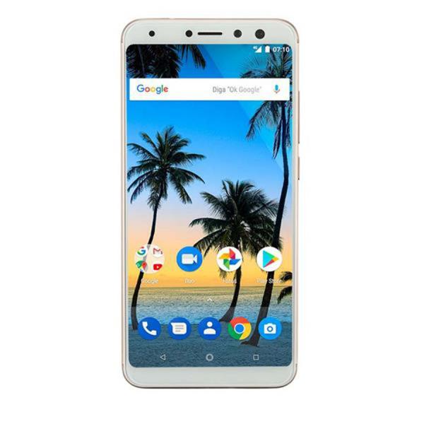 Smartphone Multilaser Ms80 4gb Ram + 64gb Tela 5,7" Hd+ 4g Android 7.1 Qualcomm Dual Dourado/Branco