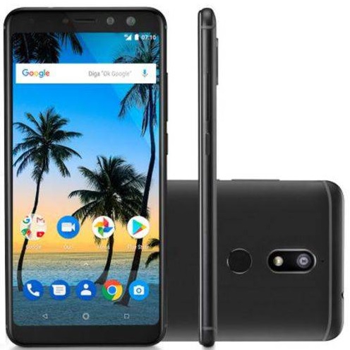 Smartphone Multilaser MS80 P9066, 4G, Tela de 5,7", Câmera 20MP, Android 7.1, Dual Chip - Preto