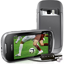 Tudo sobre 'Smartphone Nokia 701 Desbloqueado Grafite Symbian Câmera 8MP 3G Wi-Fi Memória Interna de 8GB DTV'