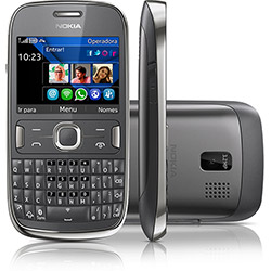 Smartphone Nokia Asha 302 Desbloqueado TIM Cinza - GSM, Sistema Operacional S40 Asha, Processador 1GHz, 3G, Wi-Fi, Câmera 3.2 MP, MP3 Player, Rádio FM, Bluetooth 2.1 e Fone de Ouvido