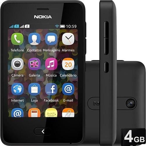 Smartphone Nokia Asha 501 Preto, Dual Chip, Camera 3.2mp, Tela 3 Pol., Wi-fi, Bluetooth, Radio Fm, M