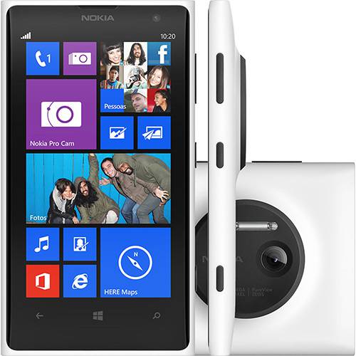 Smartphone Nokia Lumia 1020 Smartphone Desbloqueado Windows Phone 8 Tela 4.5" 32GB 4G Wi-Fi Câmera 41MP GPS - Branco
