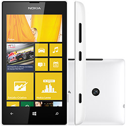 Smartphone Nokia Lumia 520 Desbloqueado Branco Processador 1GHz Dual Core Tela Touchscreen 4" Windows Phone 8 Câmera 5MP 3G Wi-Fi Bluetooth GPS e Memória Interna de 8GB