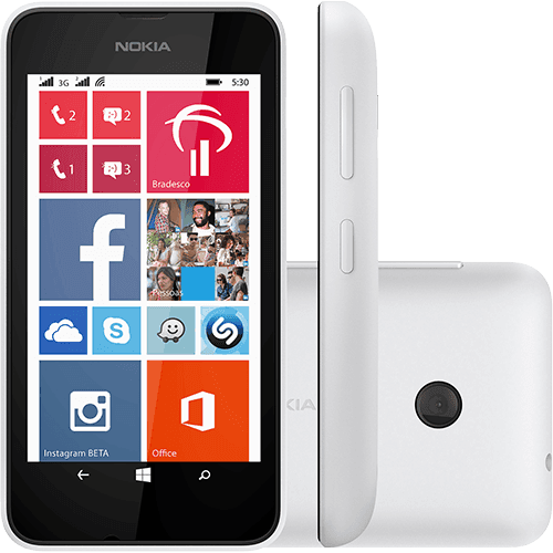 Tudo sobre 'Smartphone Nokia Lumia 530 Desbloqueado Windows Phone 8.1 Tela 4" 4GB 3G Wi-Fi Câmera 5MP GPS - Branco + Capa Laranja'