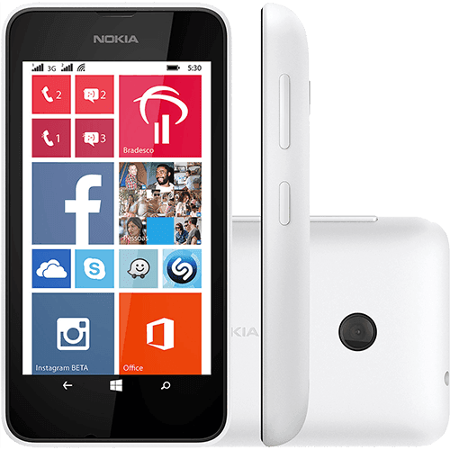 Smartphone Nokia Lumia 530 Desbloqueado Windows Phone 8.1 Tela 4" 4GB 3G Wi-Fi Câmera 5MP GPS - Branco
