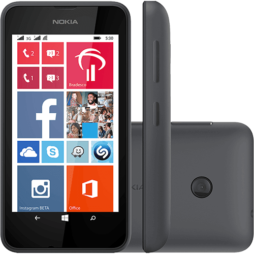 Smartphone Nokia Lumia 530 Desbloqueado Windows Phone 8.1 Tela 4" 4GB 3G Wi-Fi Câmera 5MP - Preto + Capa Laranja