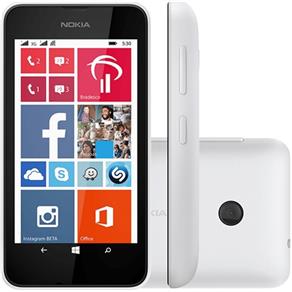 Smartphone Nokia Lumia 530 Desbloqueado Windows Phone 8.1 Tela 4`` 4GB 3G WiFi Câmera 5MP GPS Branco + Capa Laranja