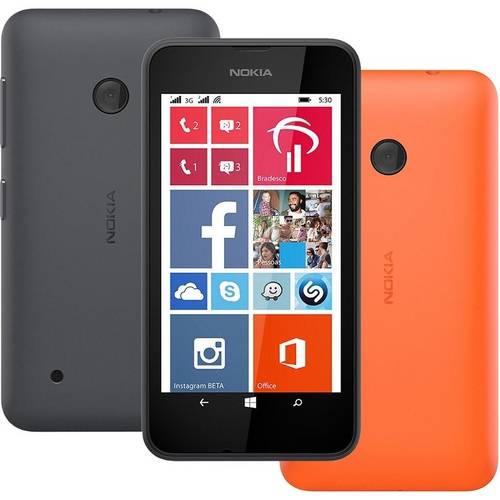 Tudo sobre 'Smartphone Nokia Lumia 530 Dual Desbloqueado Preto (Acompanha Capa Laranja)'