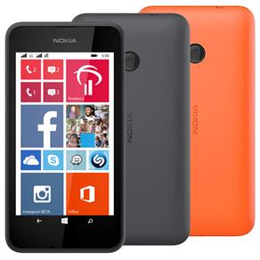 Smartphone Nokia Lumia 530 Dual Preto com Windows Phone 8.1, Tela de 4”, Câm. 5MP, 3G, WiFi, Bluetooth, GPS, Processador Quad Core + Capa Laranja